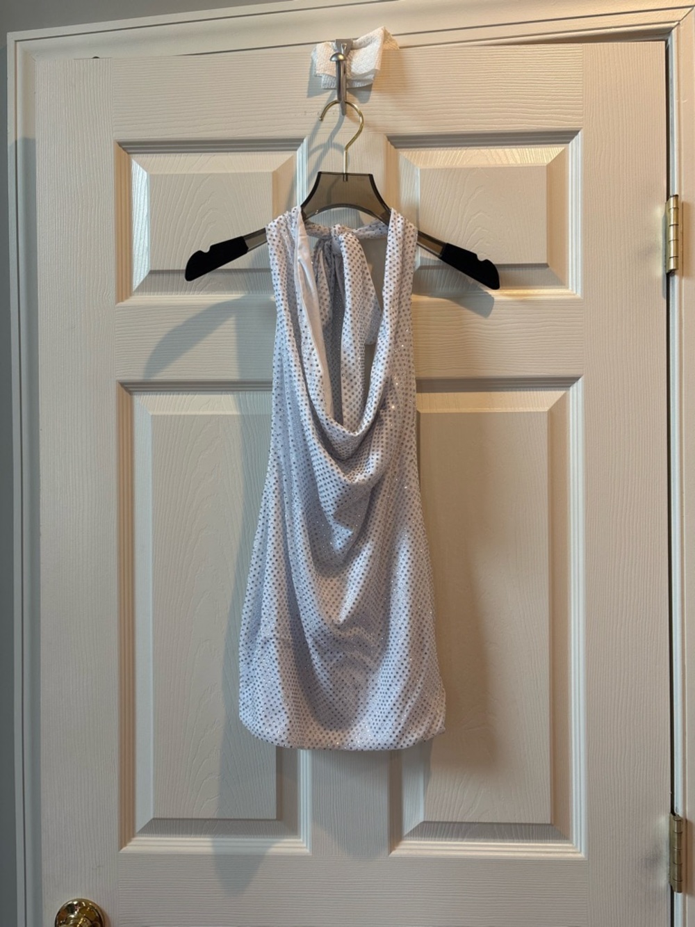 PrettyLittleThing Silver Rhinestone Halter Mini Dress NWT Y2K It Girl Size 4